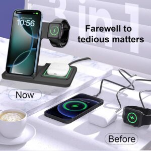 ⚡ 3-in-1 Foldable Wireless Charging Station – Fast 15W Charger for Phone, Watch & Earbuds