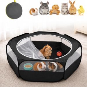 Portable Foldable Pet Playpen with Cover - Breathable, Durable PE Material for Small Animals